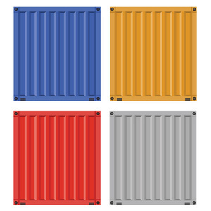 一套不同意见的灰色货物运输集装箱的物流运输和航运的白色背景